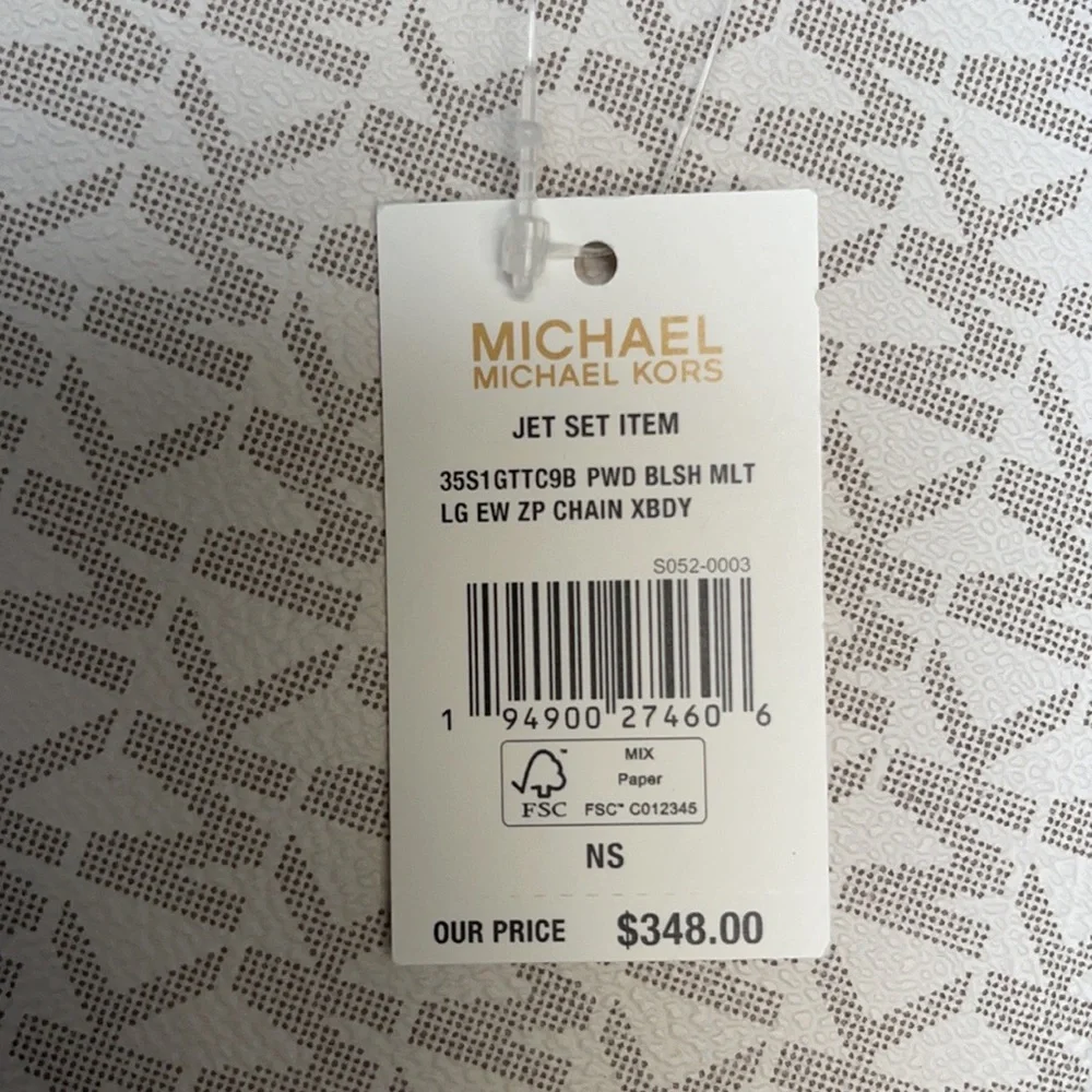 MICHAEL KORS LARGE EAST WEST ZIP CHAIN XBODY POWDER BLUSH MULTI - Picture 9 of 16